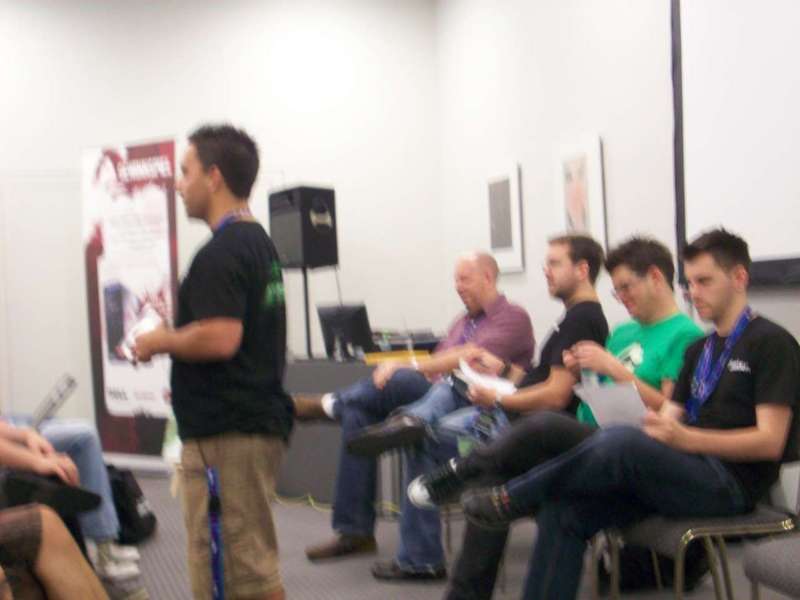 The devs face the firing aquad
