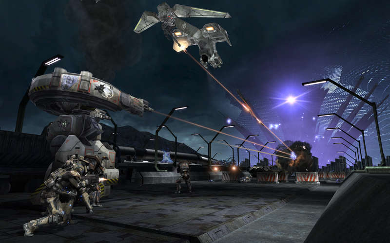 GDI Forces Assault Emplacement while Approaching Alien Structure
