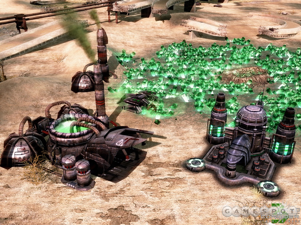 Nod Tiberium Field
A Nod Refinery, Harvester and two unidentified buildings
