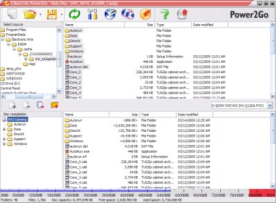 Selecting the Uprising files to burn in Cyberlink